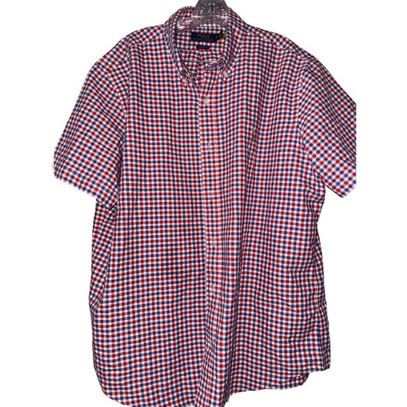 Polo Ralph Lauren Mens Red & Blue Gingham Short Sleeve Button-Down Shirt XL Clas - Picture 2 of 7